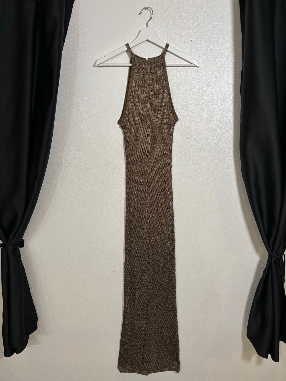 Guess-Lurex knitted halter dress